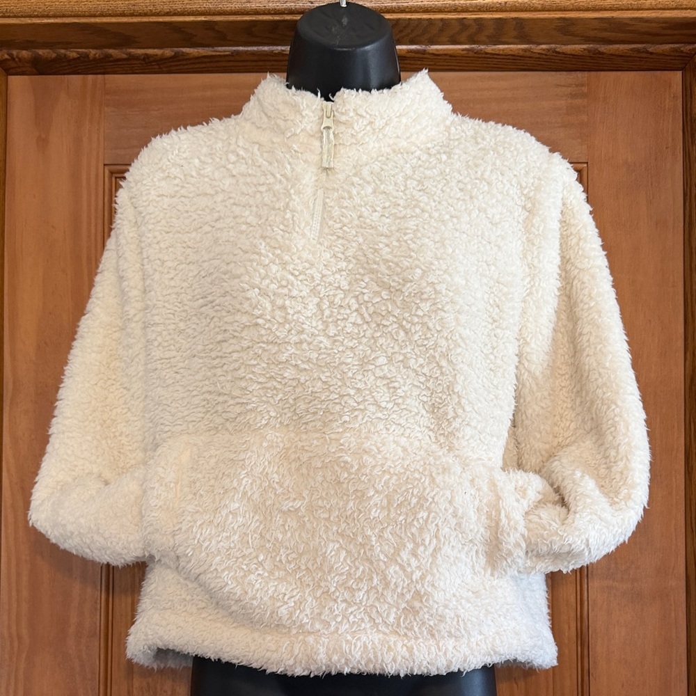 GAP Kids Cream Teddy Quarter Zip Size XXL (14-16)